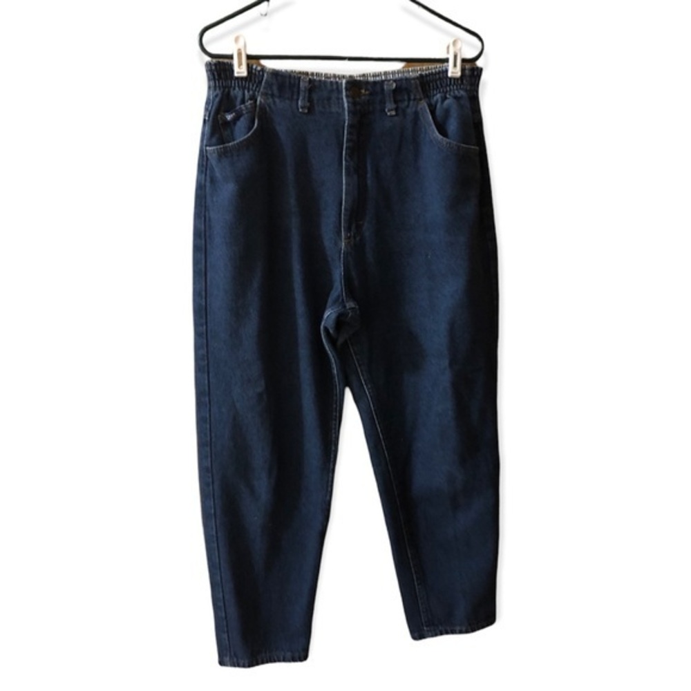 VTG Lee Jeans Size 16 Pet Women’s Stretch Blue Dark Wash Denim Zip‎ Made In USA